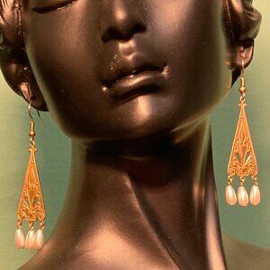 MDM Handmade Original | Art Nouveau Earrings | Vegan Pearls